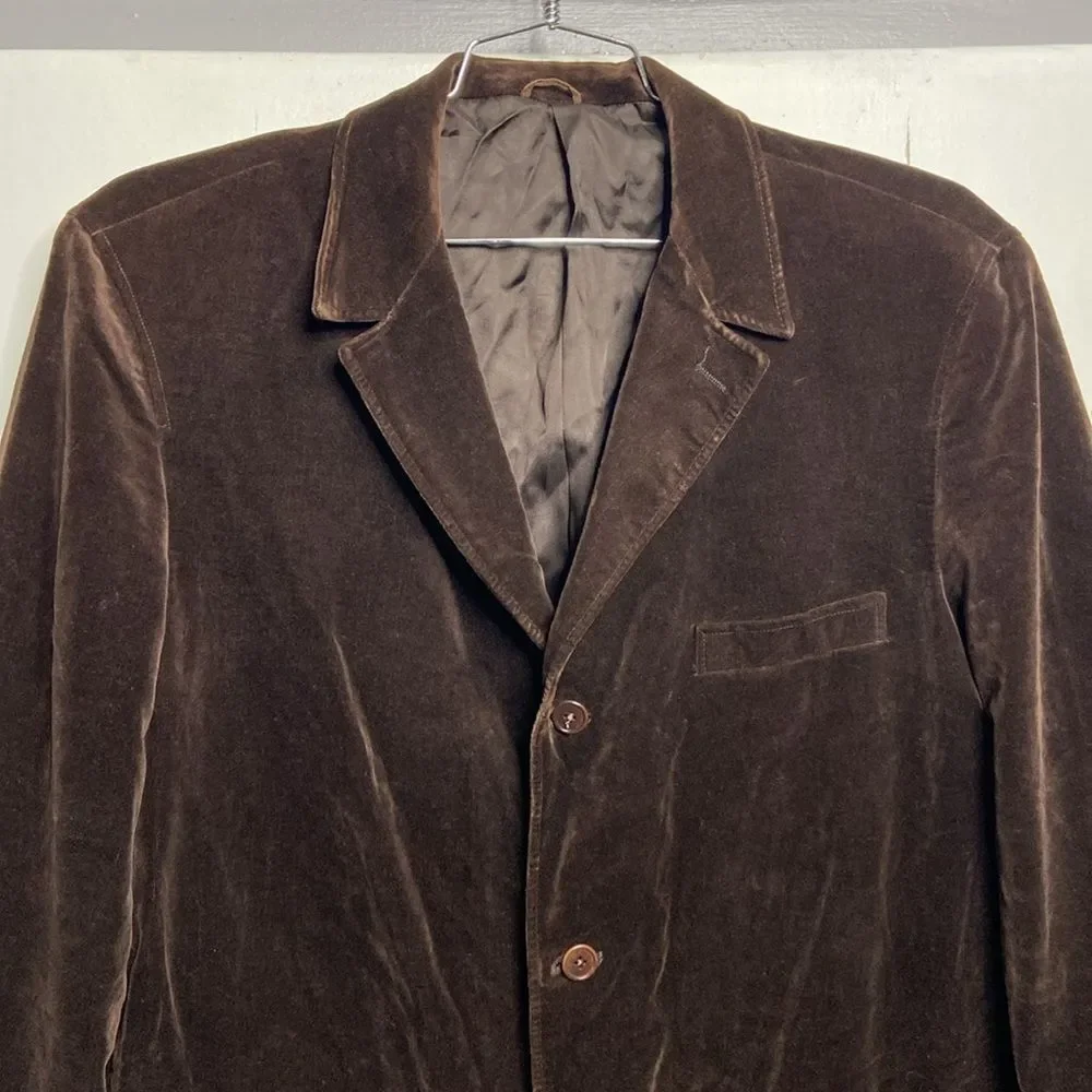 j crew men velvet velour sport coat blazer large brown 3 button